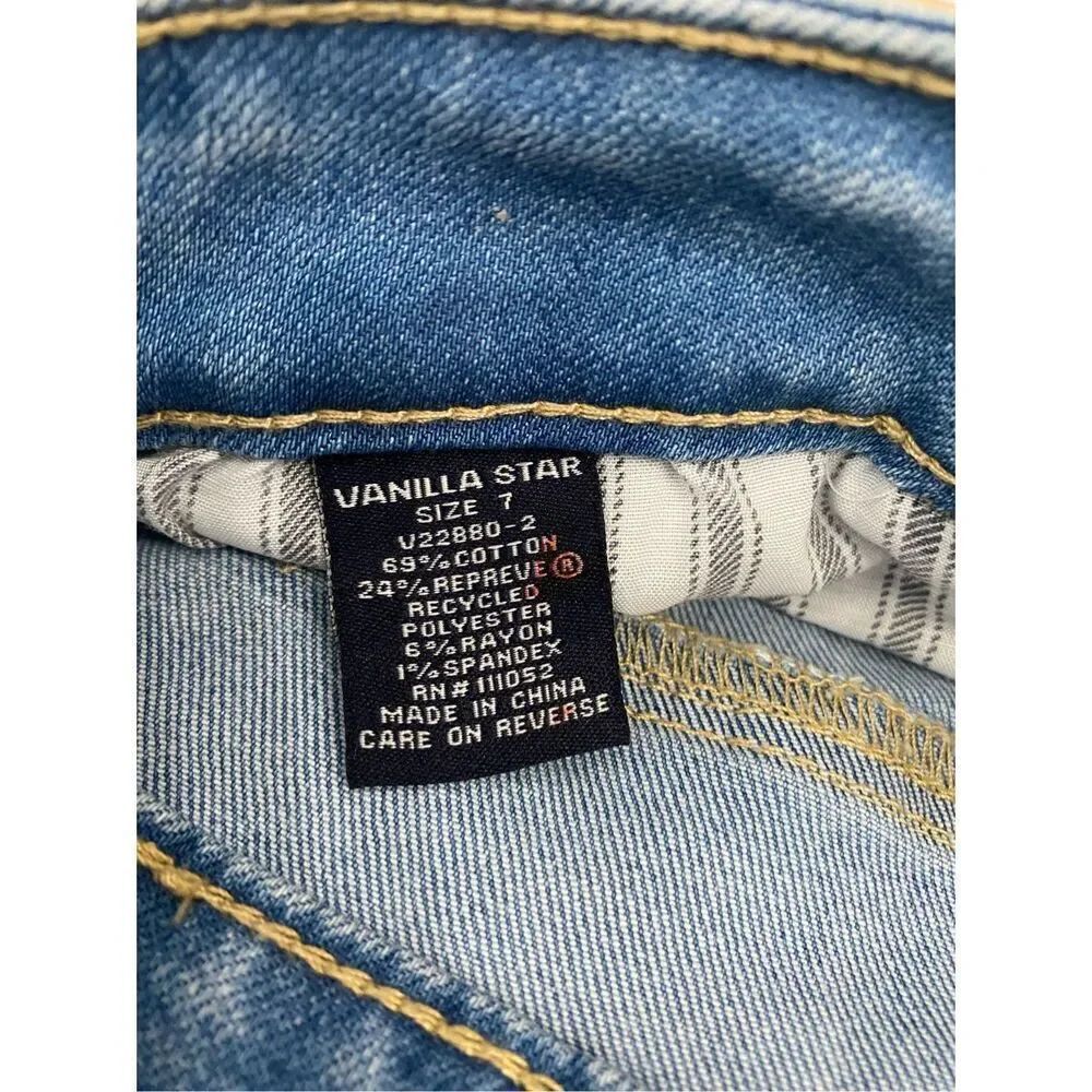 Vanilla Star High Rise Skinny Jeans Ankle Cropped Distressed Juniors Size 7 - Picture 7 of 7